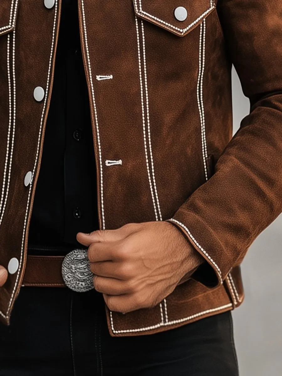 【24-hour shipping】Men's Vintage Casual Lapel Suede Jacket