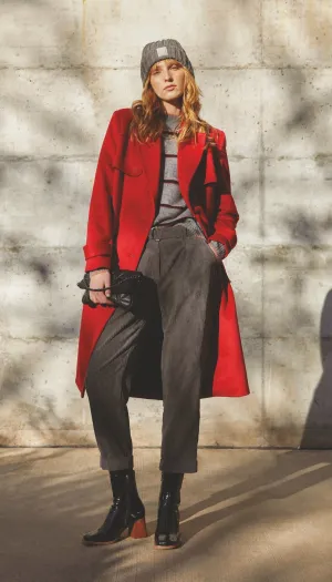 Andam -Classic Wool Mix Coat in Red