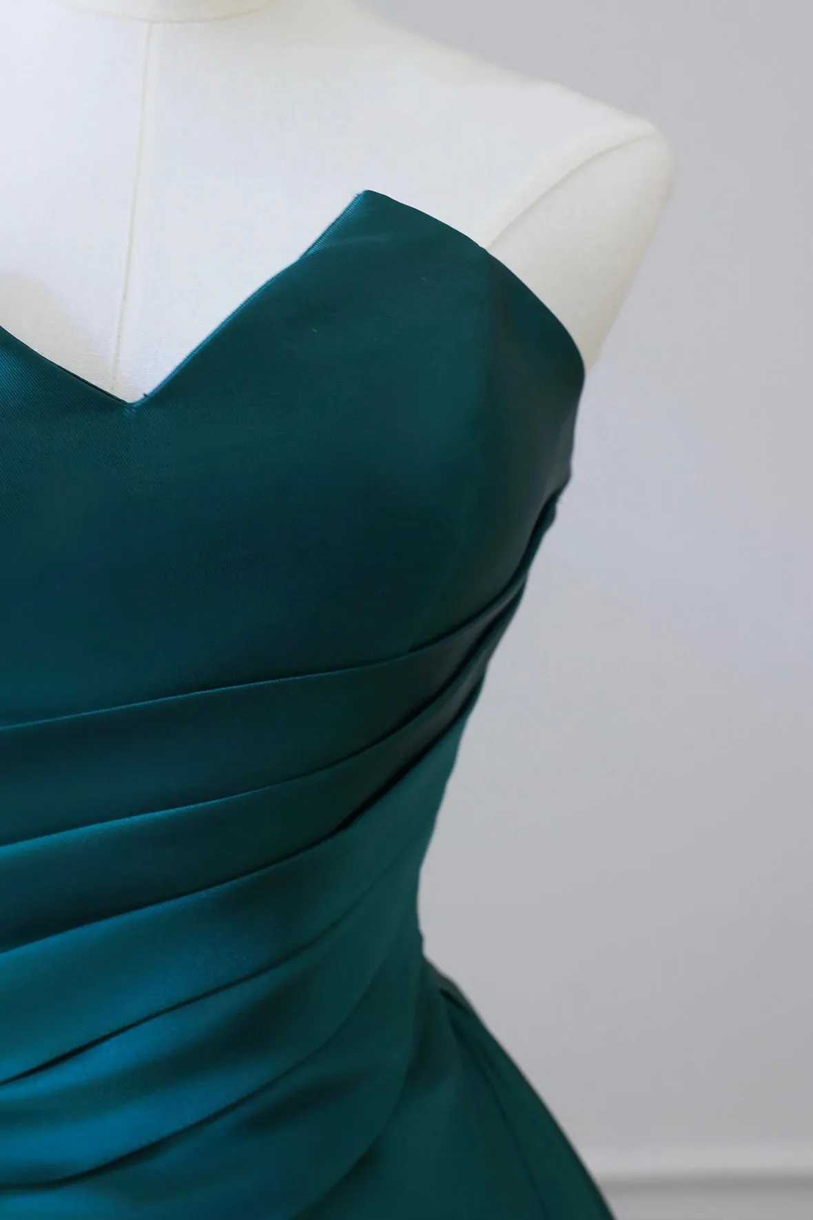 Blue Strapless Satin Long Prom Dress, A-Line Backless Evening Party Dress