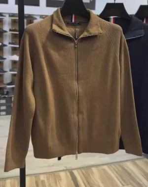 Brown Zippered Fleece Sweater