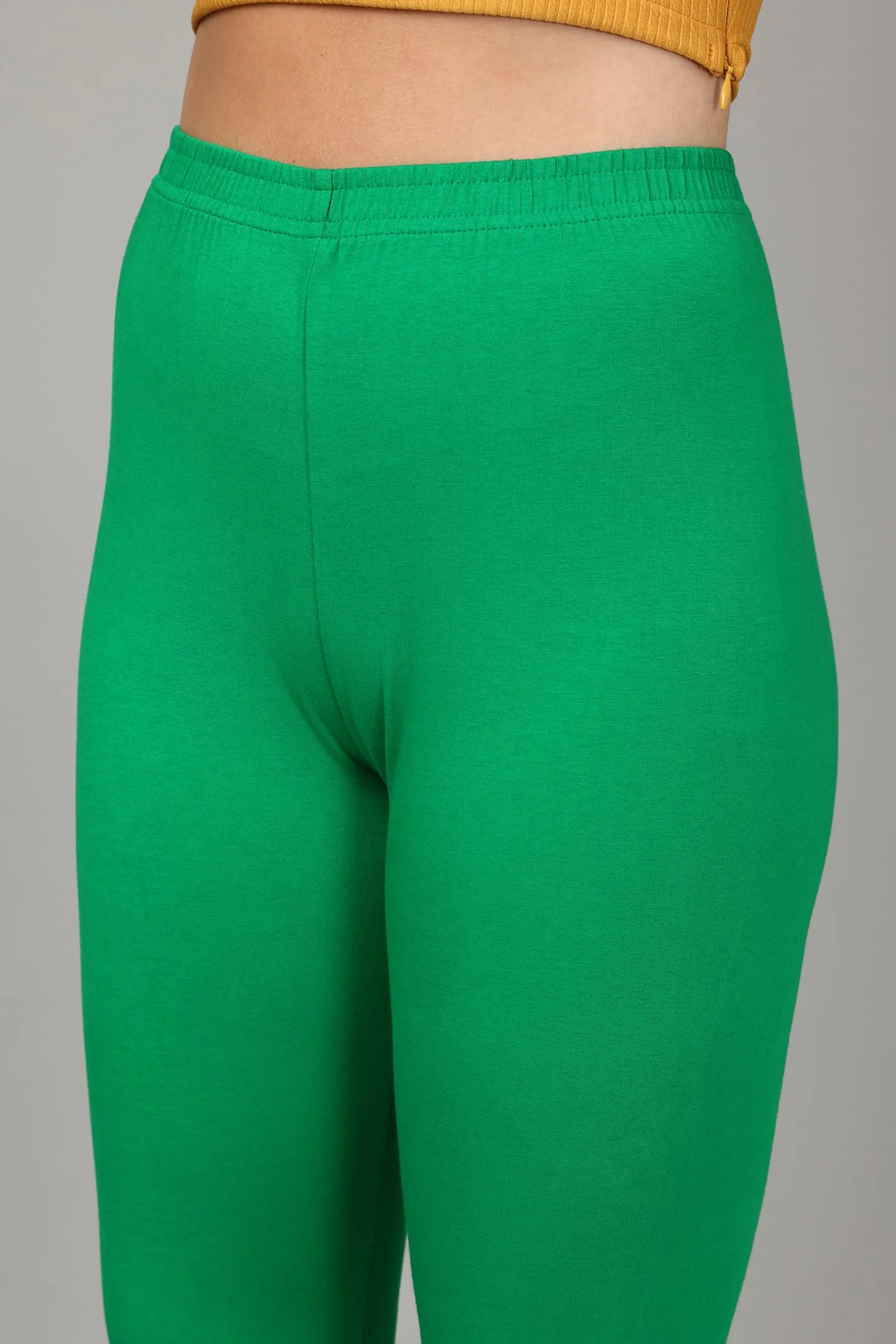 COTTON CHURIDAR LEGGINGS - LEAF GREEN