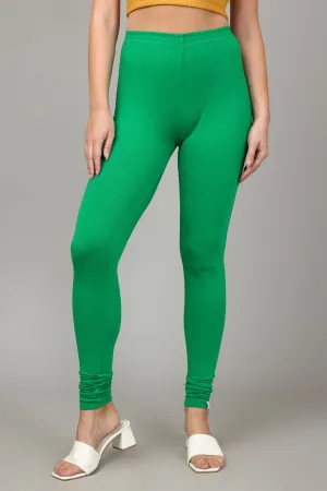 COTTON CHURIDAR LEGGINGS - LEAF GREEN