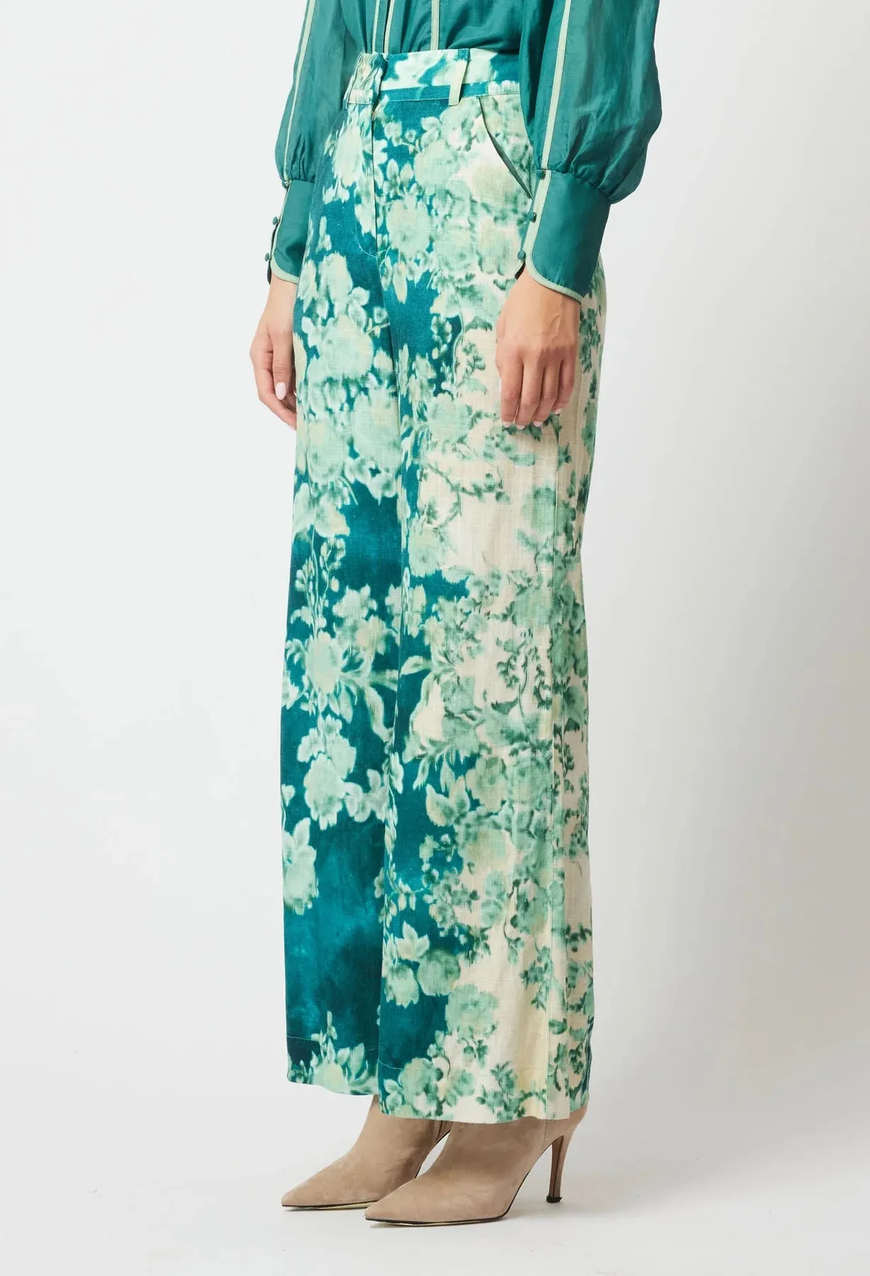 Dynasty Linen Viscose Wide Leg Pant