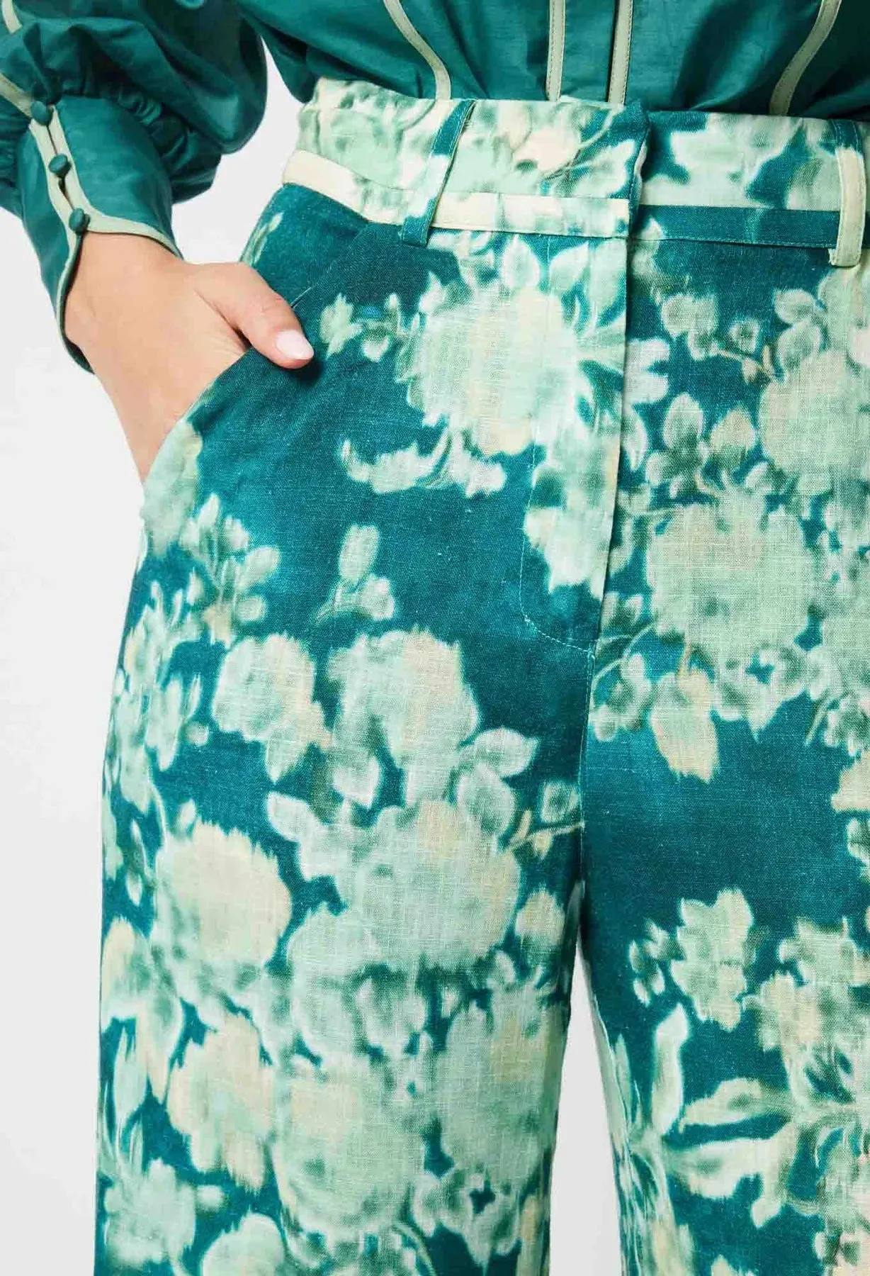 Dynasty Linen Viscose Wide Leg Pant