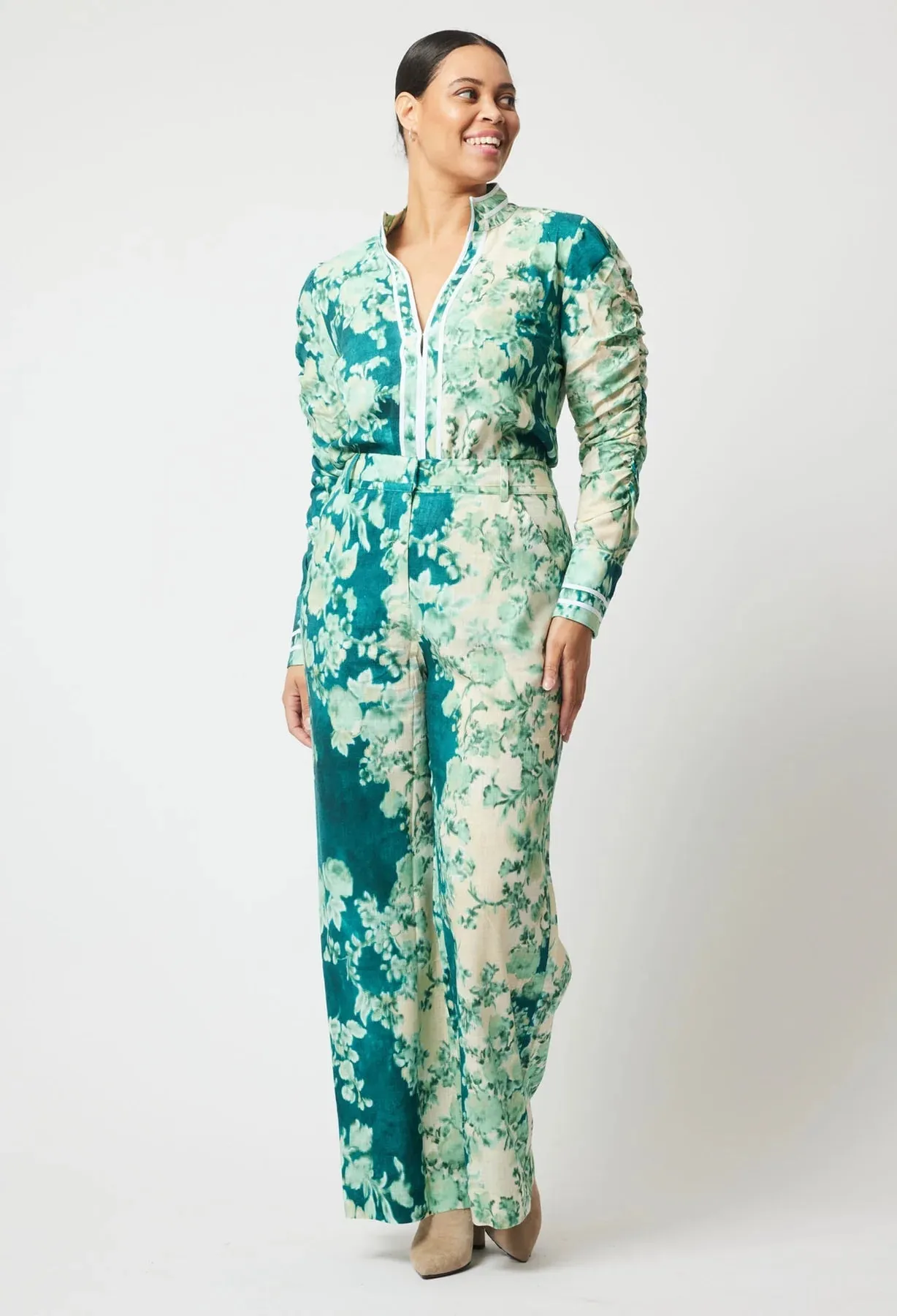 Dynasty Linen Viscose Wide Leg Pant