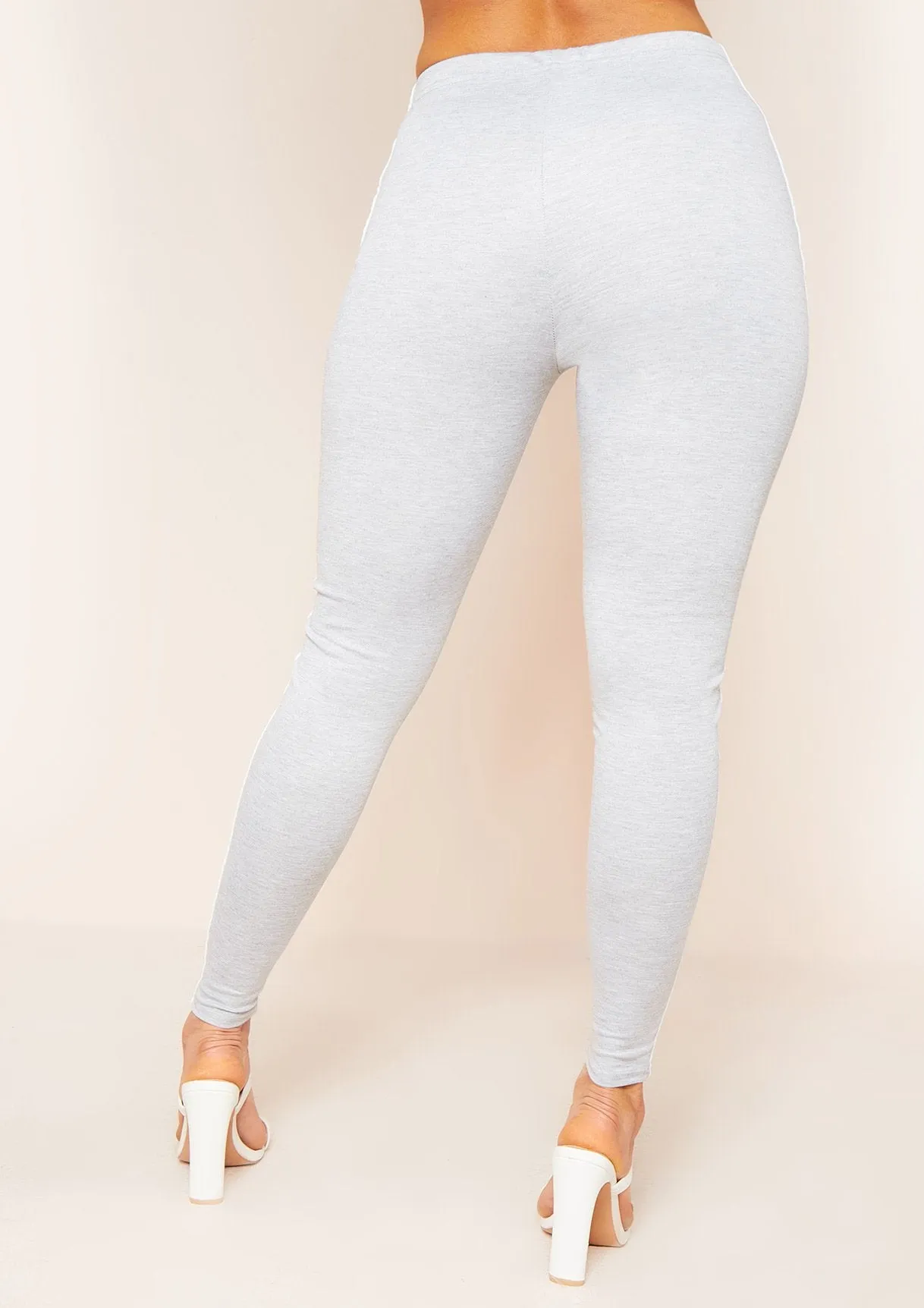 Ellie Light Grey Contrast Stripe Leggings