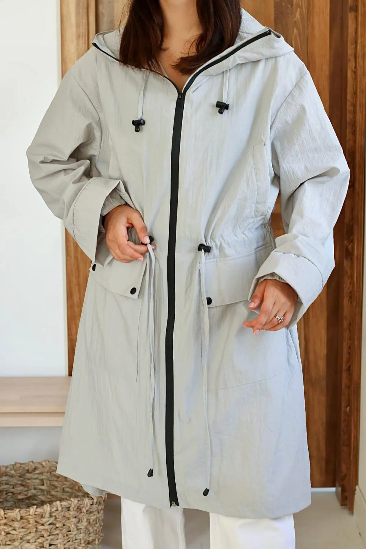 ELS Detailed Trench Coat - Gray - Falkensee