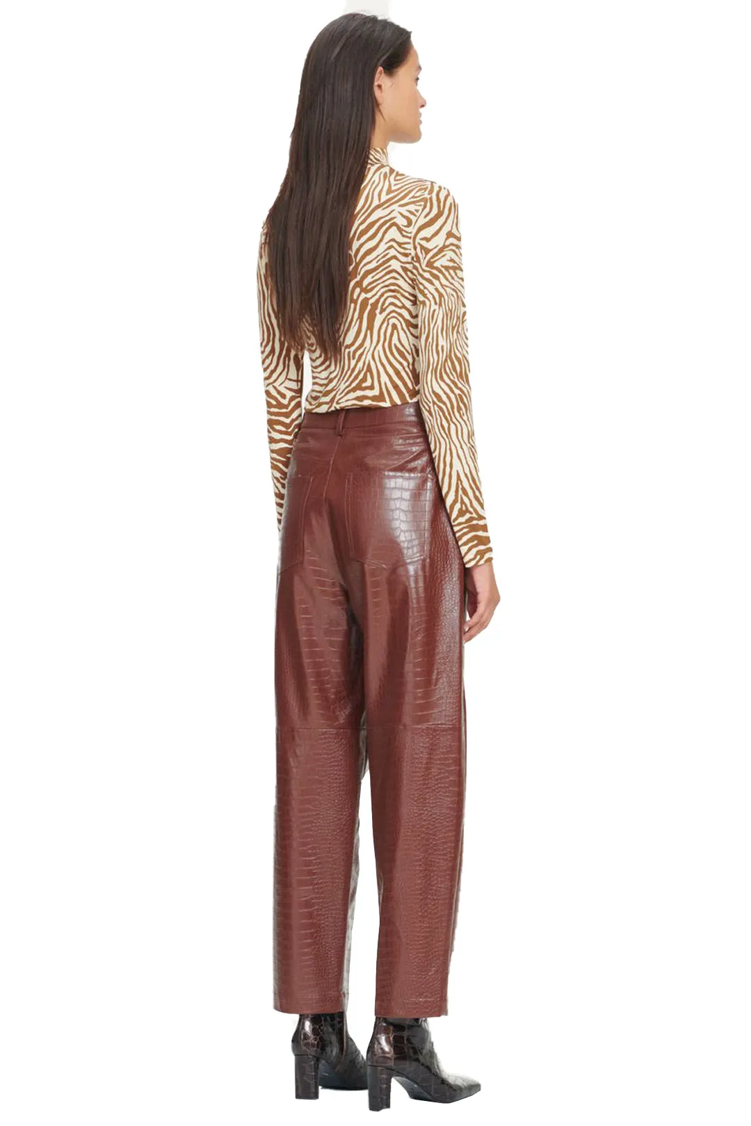 Elsi Zebra-Print Turtleneck Top