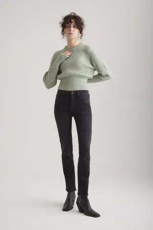 Hannah - High Waist Straight - Black Vintage