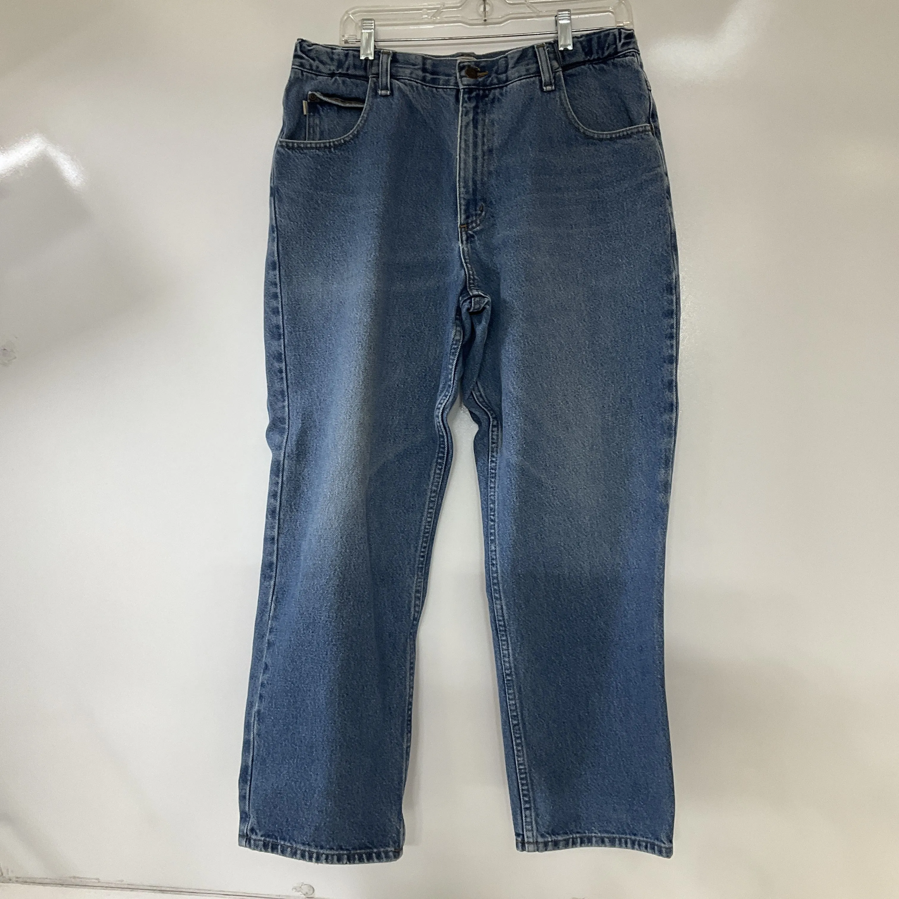 LL Bean Men's Blue Denim Jeans 100% Cotton Elastic Comfort Waist Size 34x29