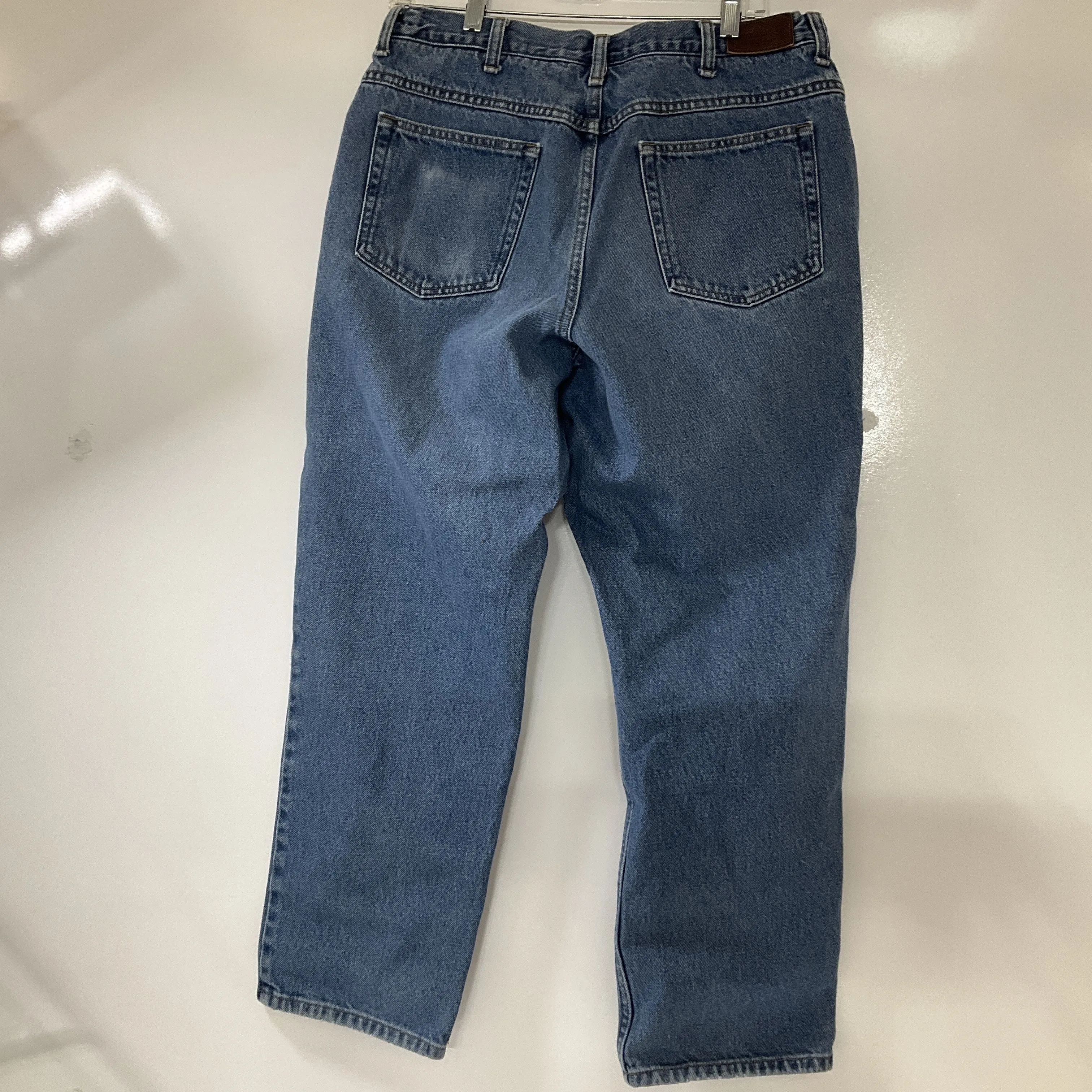 LL Bean Men's Blue Denim Jeans 100% Cotton Elastic Comfort Waist Size 34x29