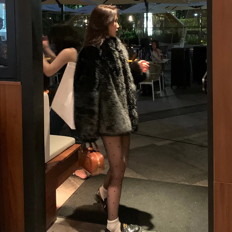 Luna Women's Black Faux Fur Coat