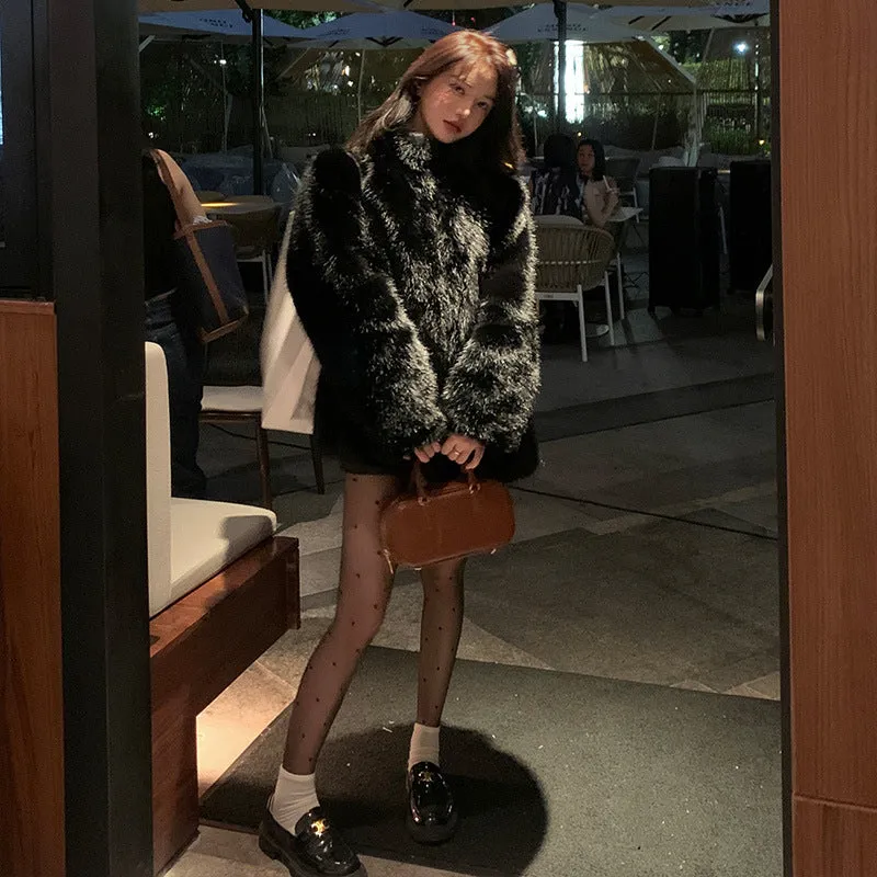 Luna Women's Black Faux Fur Coat
