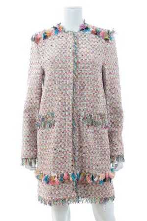 MSGM Fringe-Trimmed Tweed Coat