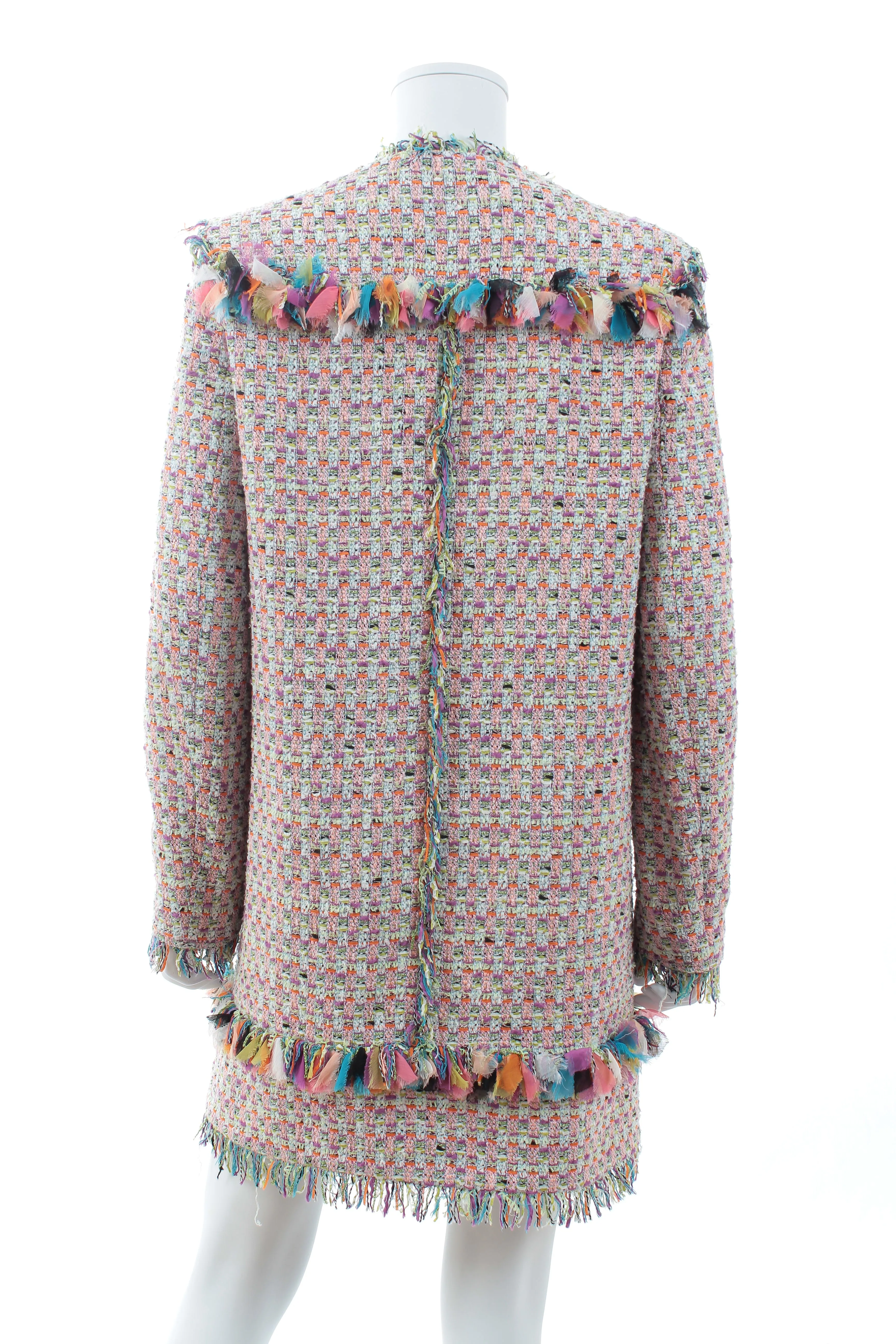 MSGM Fringe-Trimmed Tweed Coat