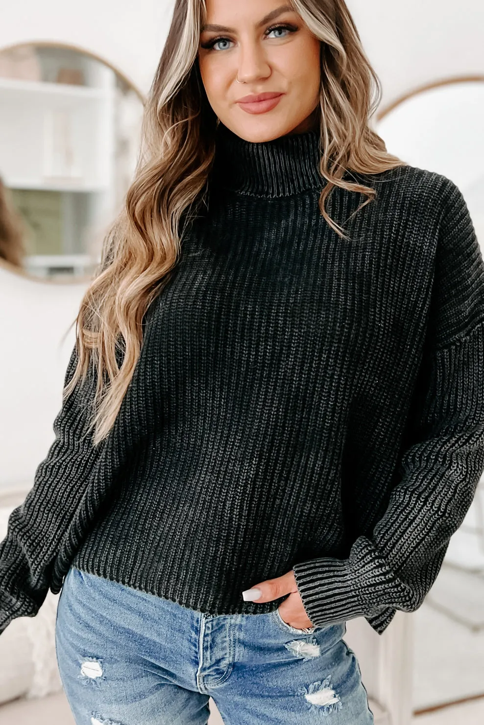 Okay With Me Turtleneck Sweater (Black)