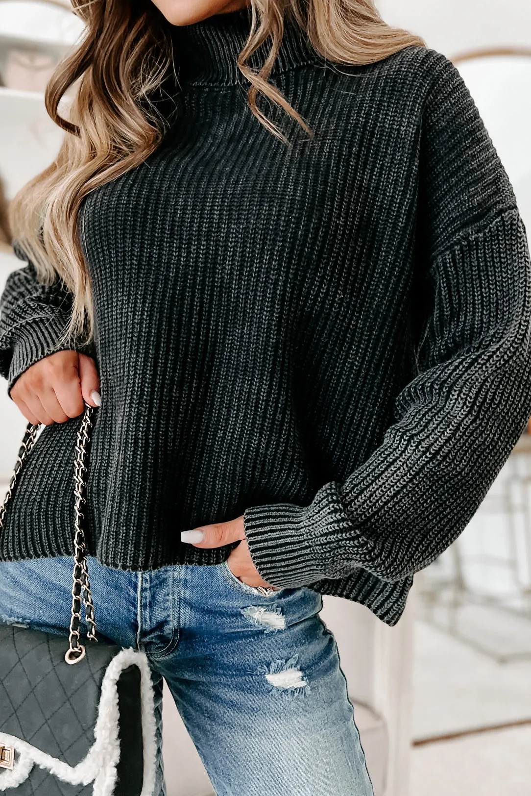 Okay With Me Turtleneck Sweater (Black)