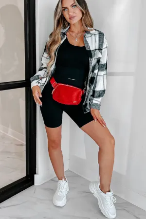 Short On Patience Plaid Shacket (Black)