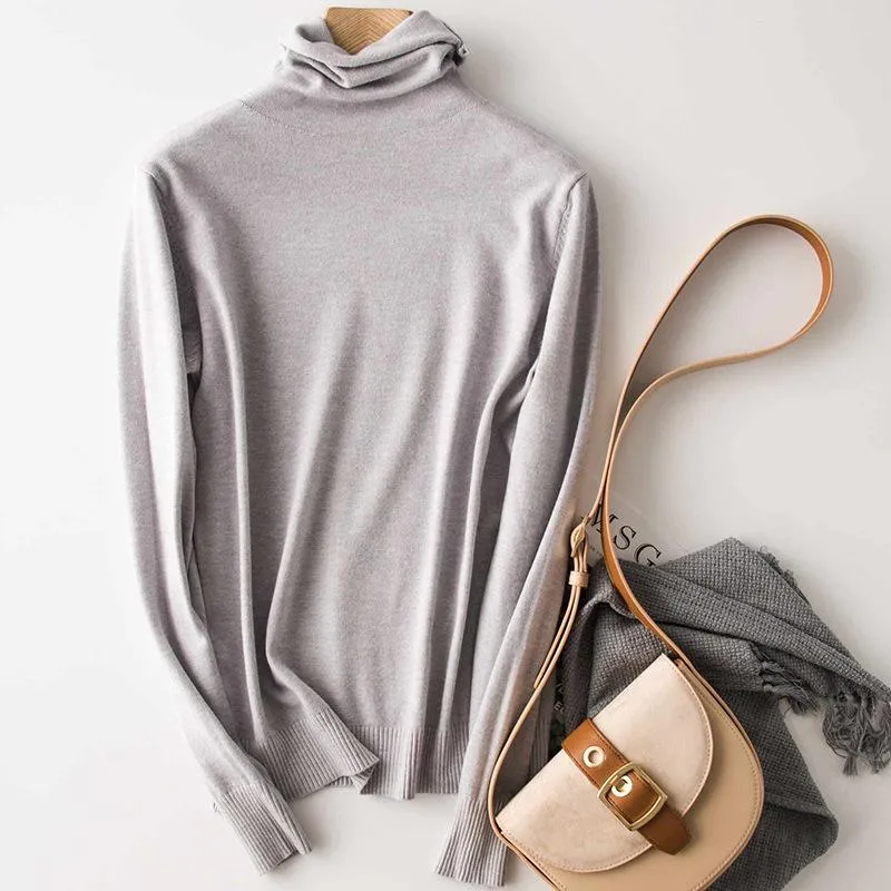 Sweater Women Korean Knitted Turtleneck Matching Loose Long Sleeved Outerwear