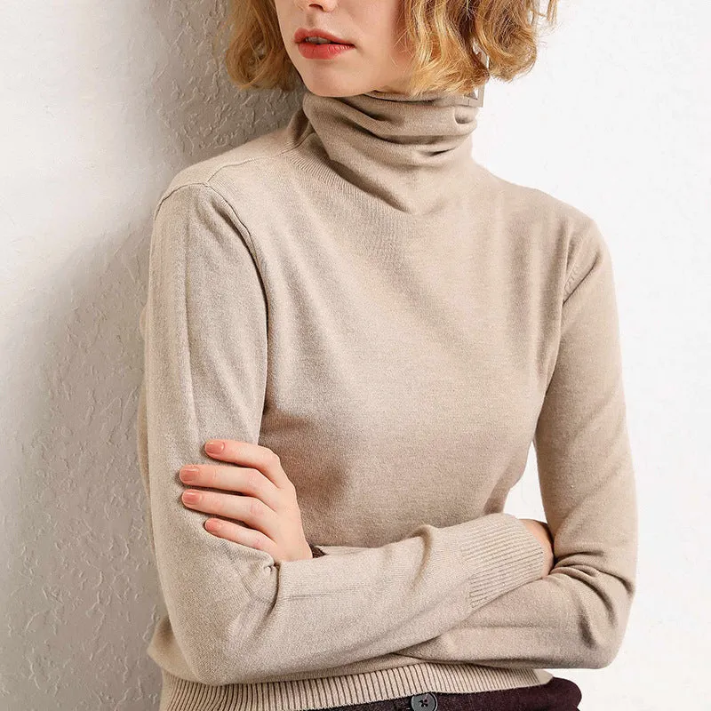 Sweater Women Korean Knitted Turtleneck Matching Loose Long Sleeved Outerwear
