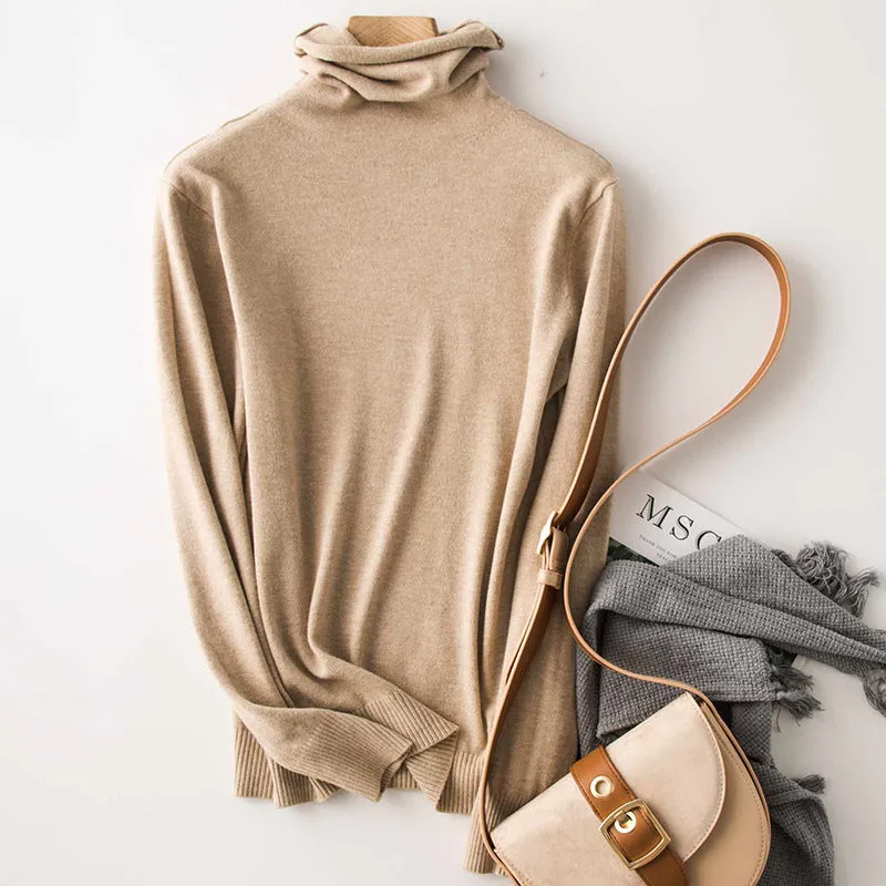 Sweater Women Korean Knitted Turtleneck Matching Loose Long Sleeved Outerwear