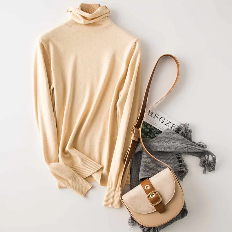 Sweater Women Korean Knitted Turtleneck Matching Loose Long Sleeved Outerwear