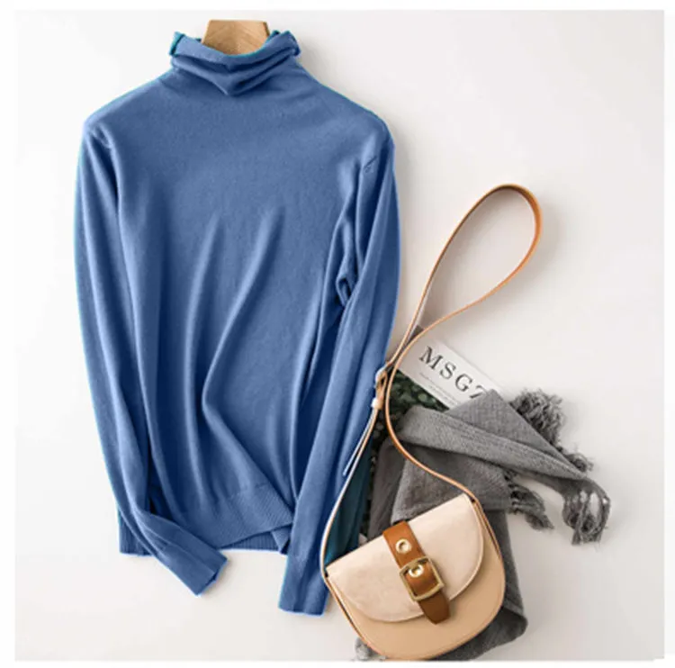 Sweater Women Korean Knitted Turtleneck Matching Loose Long Sleeved Outerwear