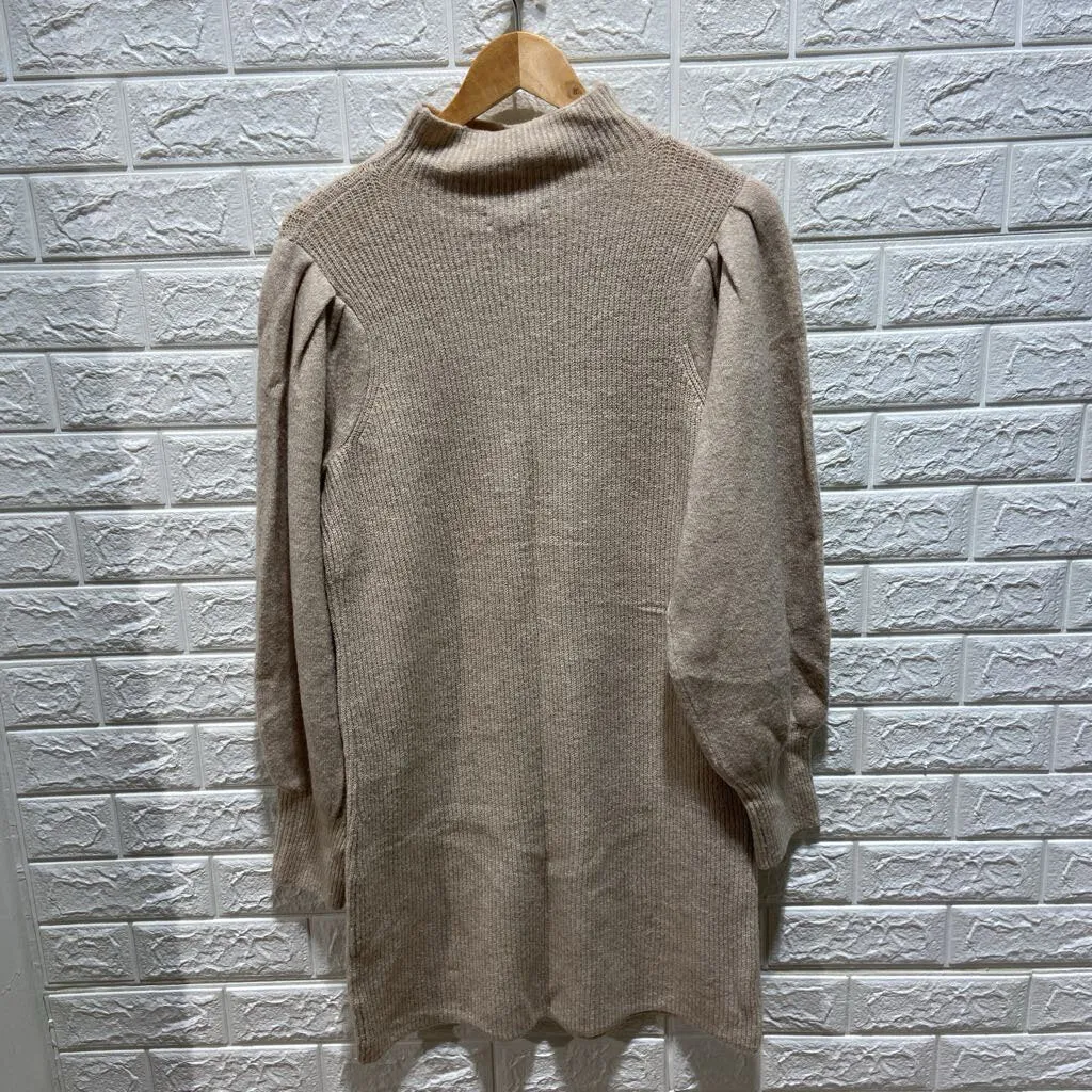 Turtleneck Puff Sleeve Sweater Dress