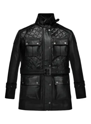 VICTORIA BECKHAM Black Leather Coat Jacket