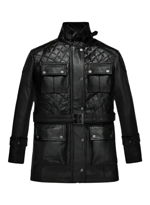 VICTORIA BECKHAM Black Leather Coat Jacket