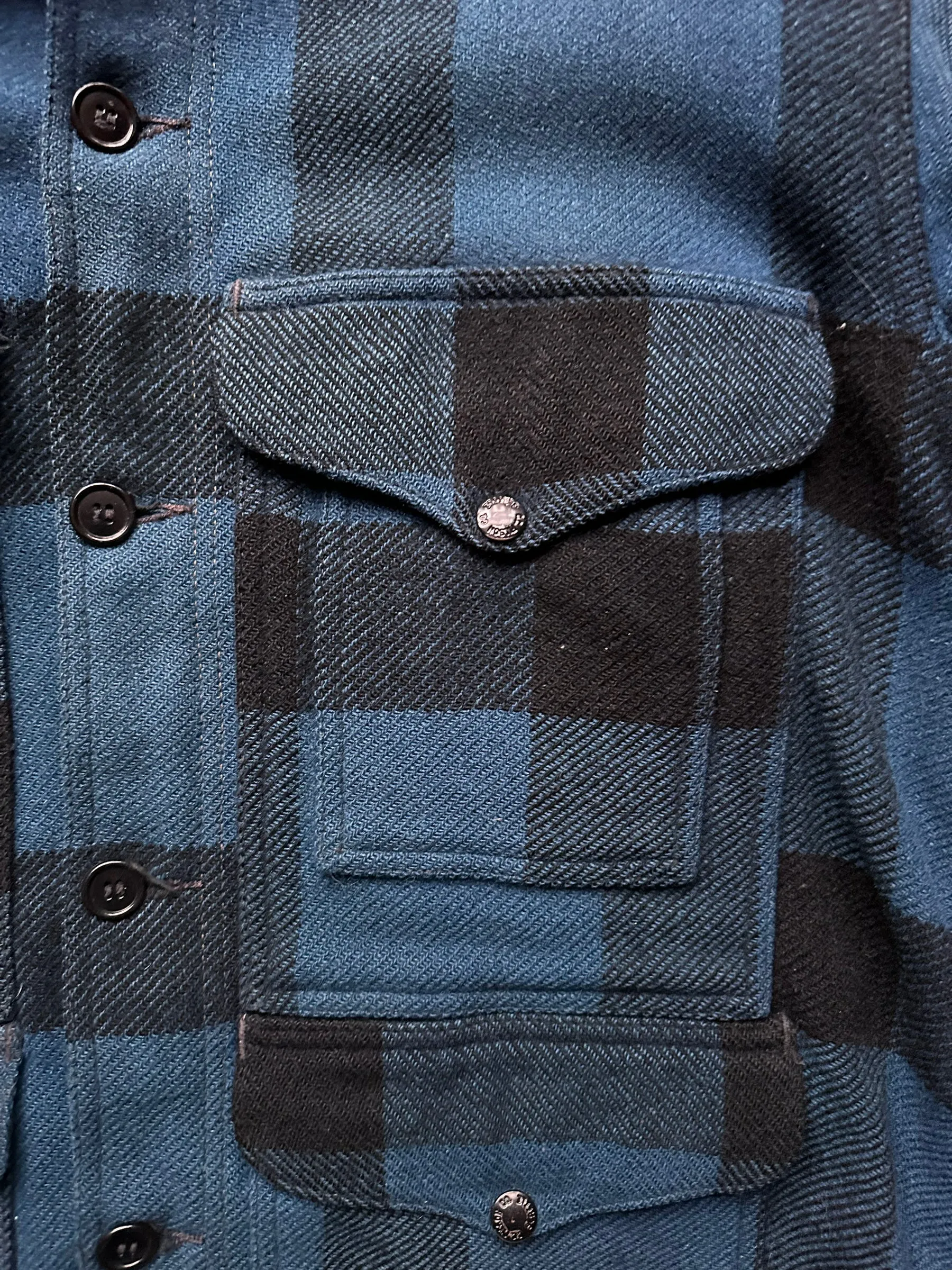 Vintage Union Made Filson Cobalt Blue & Black All Use Coat SZ 46  |  Vintage Filson Workwear Seattle | Barn Owl Vintage Seattle