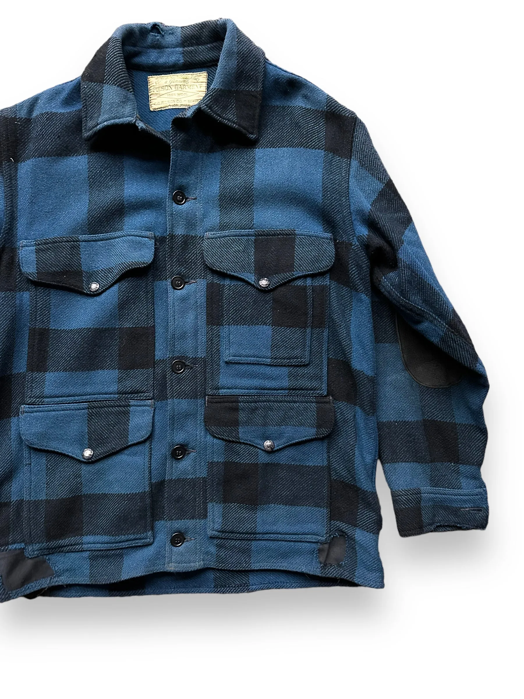 Vintage Union Made Filson Cobalt Blue & Black All Use Coat SZ 46  |  Vintage Filson Workwear Seattle | Barn Owl Vintage Seattle
