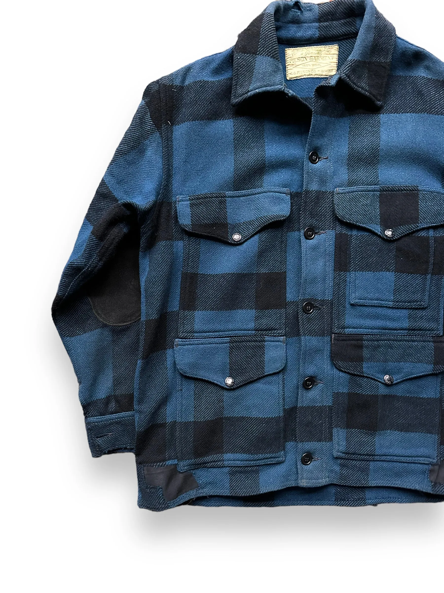 Vintage Union Made Filson Cobalt Blue & Black All Use Coat SZ 46  |  Vintage Filson Workwear Seattle | Barn Owl Vintage Seattle