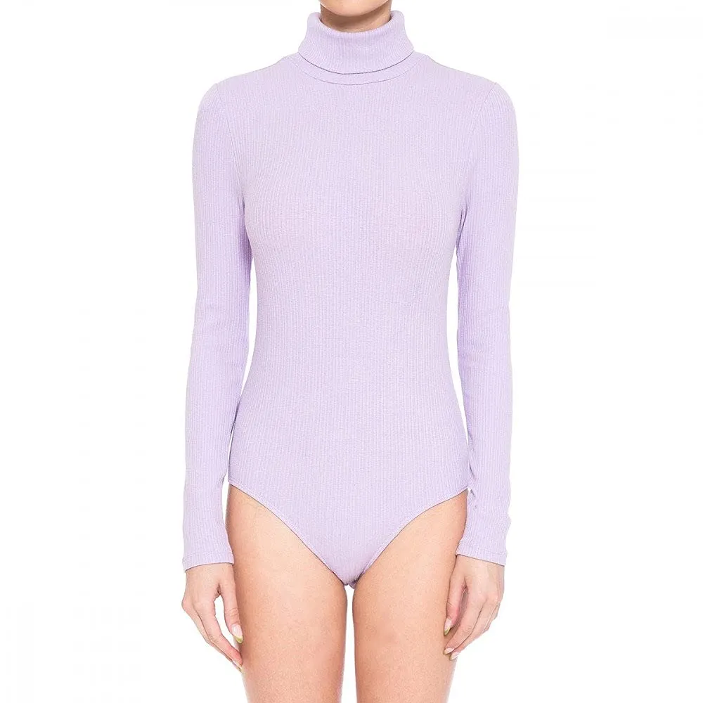 Women's Multi-Ribbed Turtleneck Long Sleeve Bodysuit