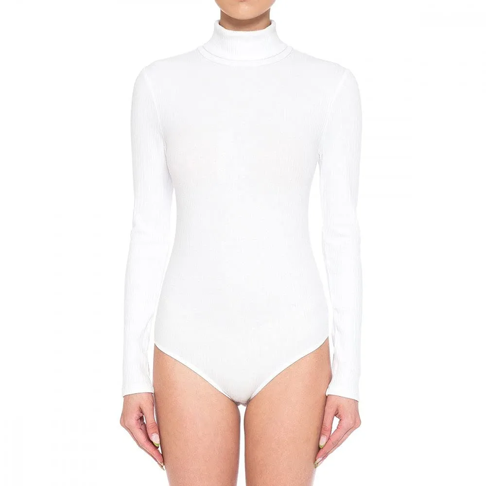 Women's Multi-Ribbed Turtleneck Long Sleeve Bodysuit