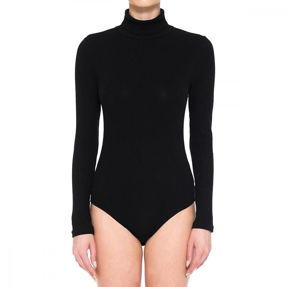 Women's Multi-Ribbed Turtleneck Long Sleeve Bodysuit
