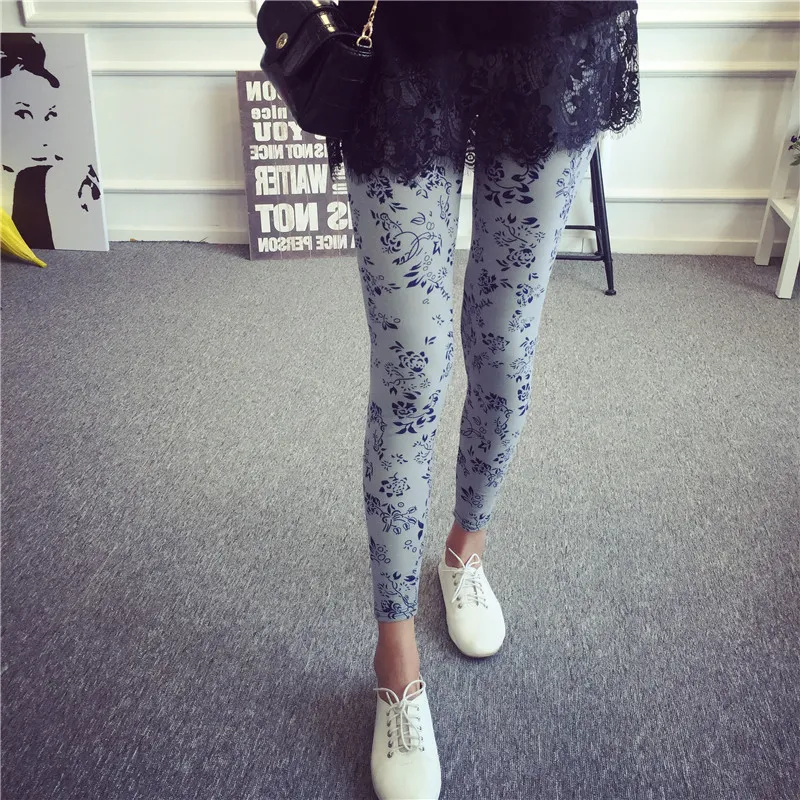 Women's Summer Casual Polyester High-Waist Leggings With Print