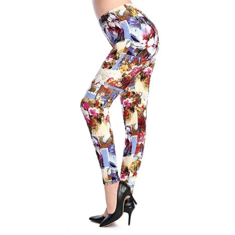 Women's Summer Casual Polyester High-Waist Leggings With Print