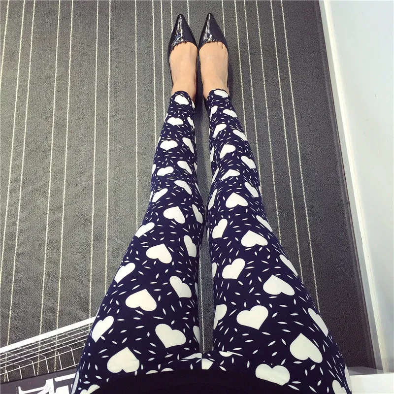 Women's Summer Casual Polyester High-Waist Leggings With Print