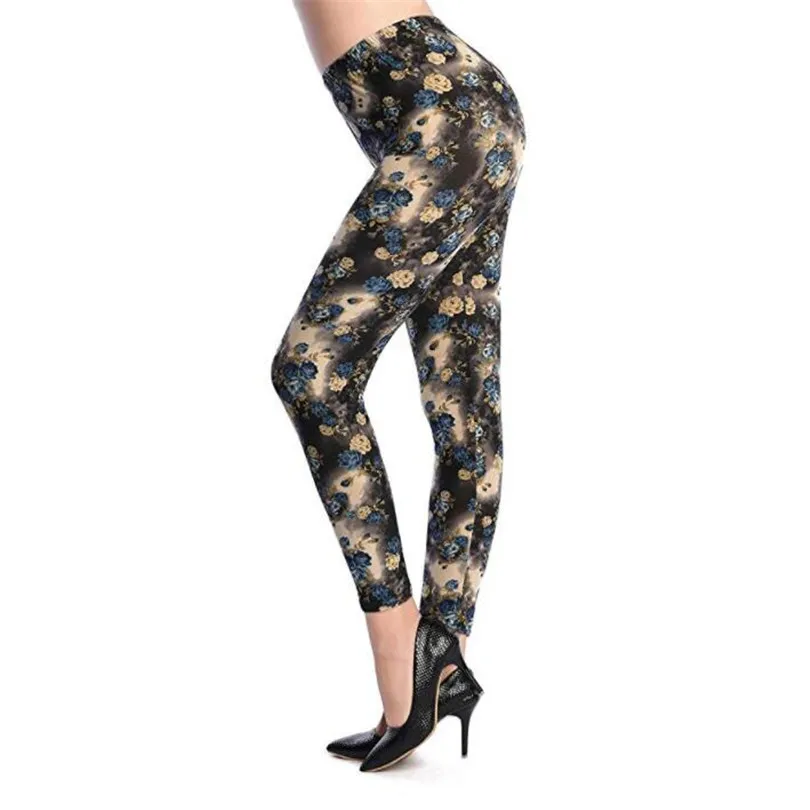 Women's Summer Casual Polyester High-Waist Leggings With Print