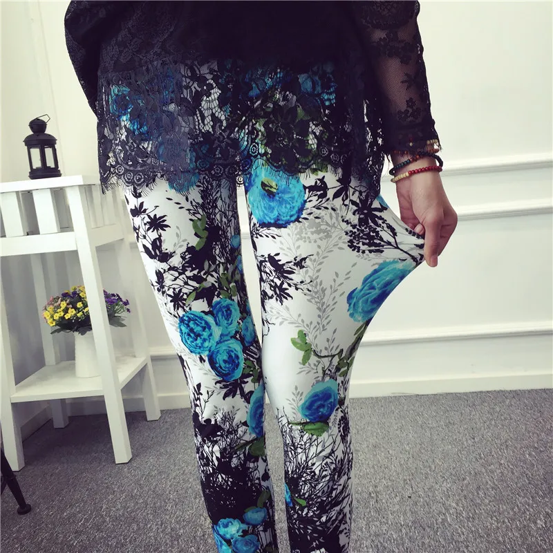 Women's Summer Casual Polyester High-Waist Leggings With Print