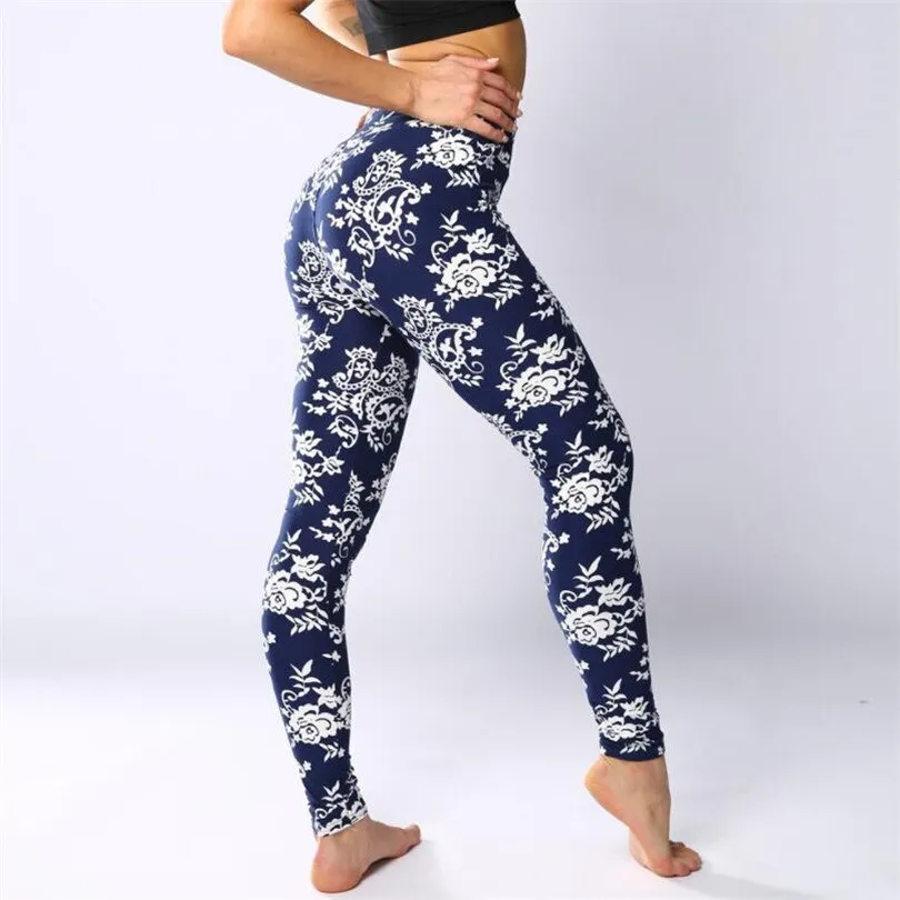 Women's Summer Casual Polyester High-Waist Leggings With Print