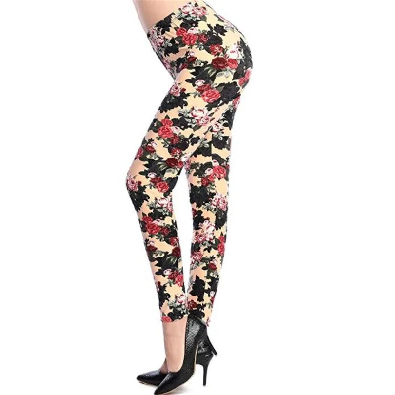 Women's Summer Casual Polyester High-Waist Leggings With Print
