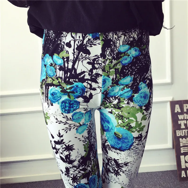 Women's Summer Casual Polyester High-Waist Leggings With Print
