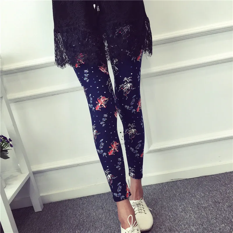 Women's Summer Casual Polyester High-Waist Leggings With Print