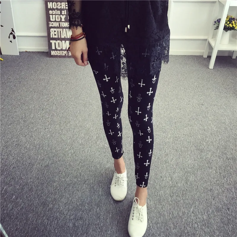 Women's Summer Casual Polyester High-Waist Leggings With Print