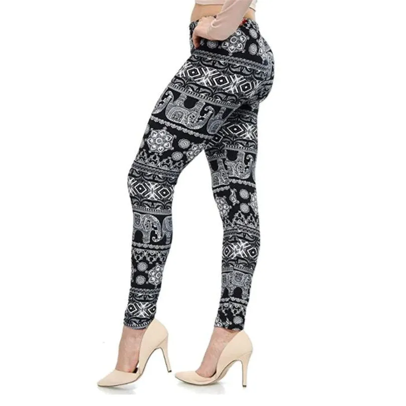 Women's Summer Casual Polyester High-Waist Leggings With Print