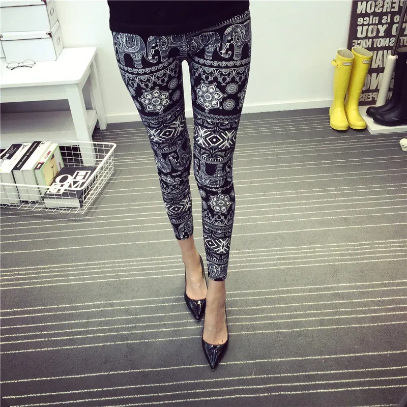 Women's Summer Casual Polyester High-Waist Leggings With Print