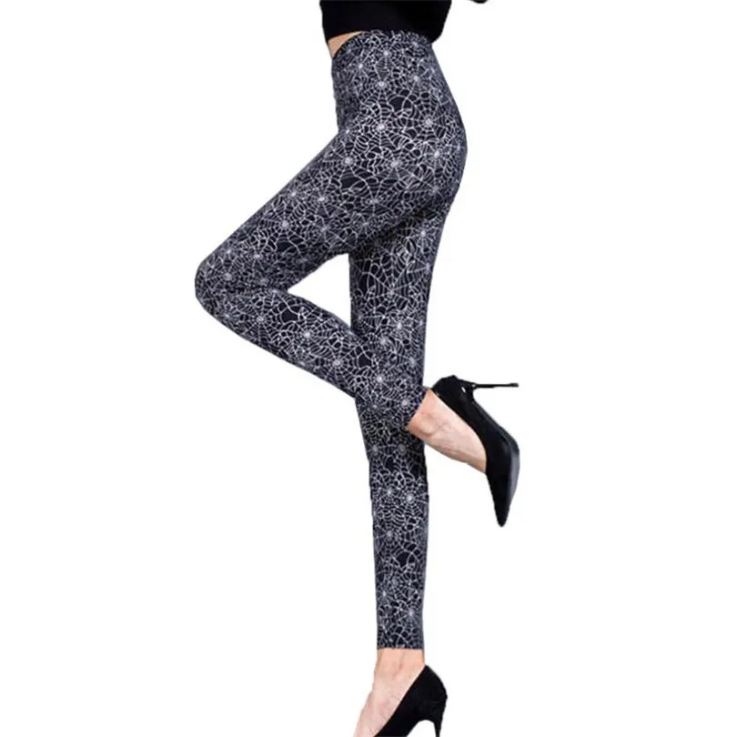 Women's Summer Casual Polyester High-Waist Leggings With Print