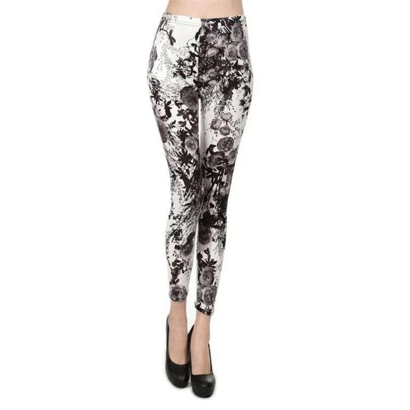 Women's Summer Casual Polyester High-Waist Leggings With Print
